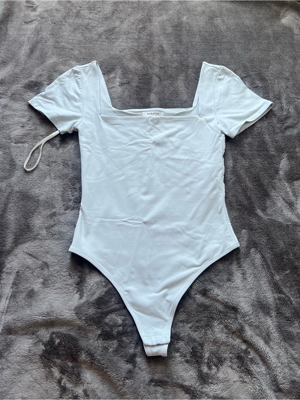 Babaton Pale Blue Square-Neck One-Piece Bodysuit